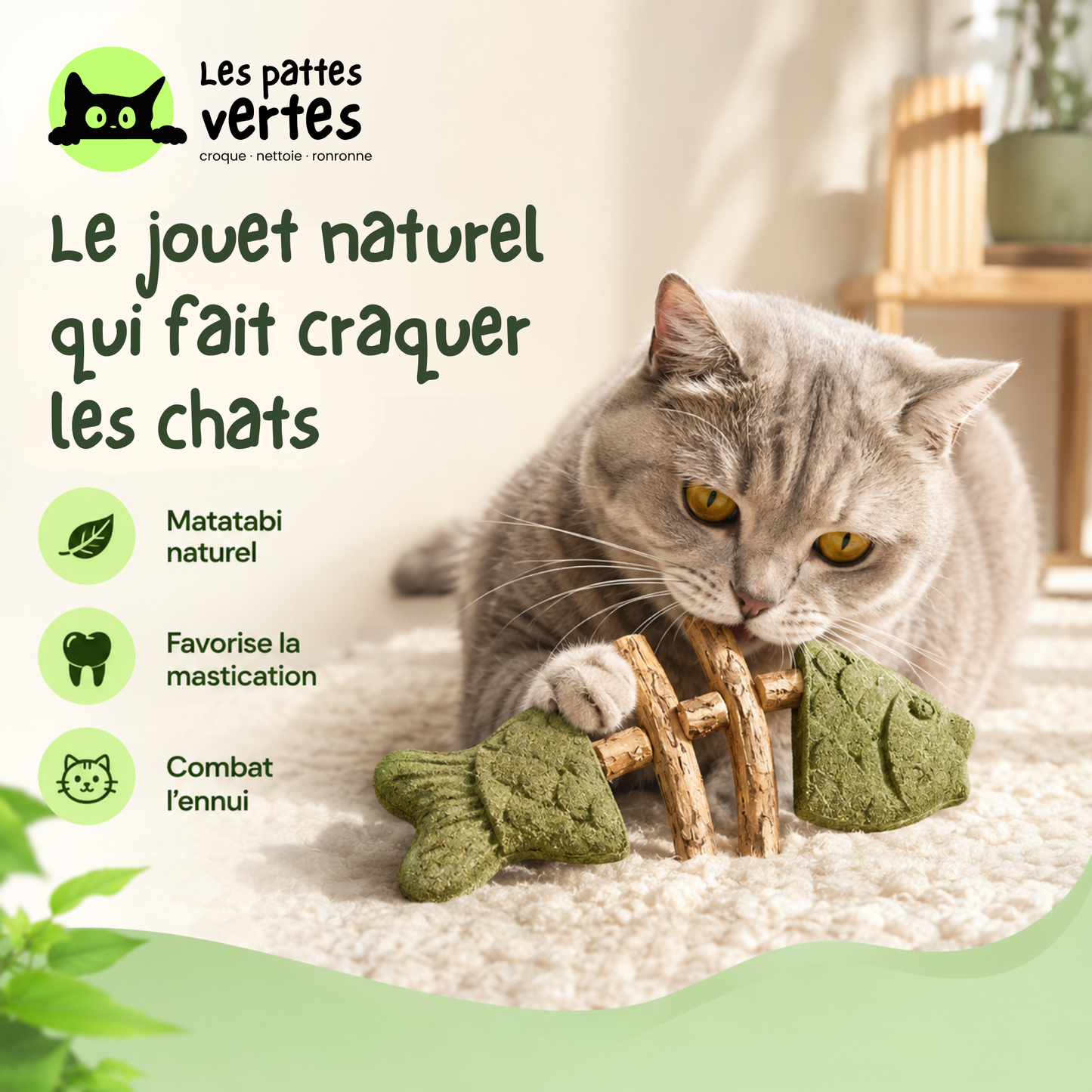 Croque-Poisson® — Os de poisson à mâcher · Silvervine & herbe à chat