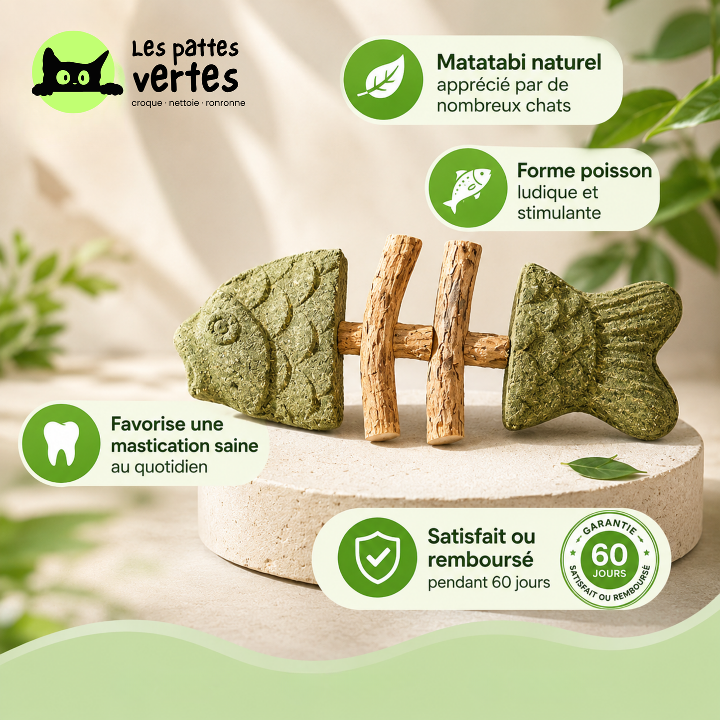 Croque-Poisson® — Os de poisson à mâcher · Silvervine & herbe à chat