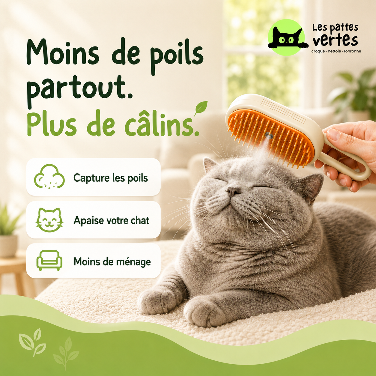 VapoBrosse® — Brosse vapeur anti-poils 3-en-1